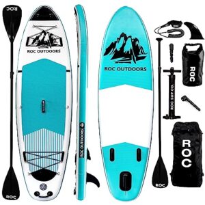 Roc Inflatable Stand Up Paddle Boards 10 ft 6 in with Premium SUP Paddle Board Accessories, Wide Stable Design, Non-Slip Comfort Deck for Youth & Adults (Teal, 10 Ft 6 in)