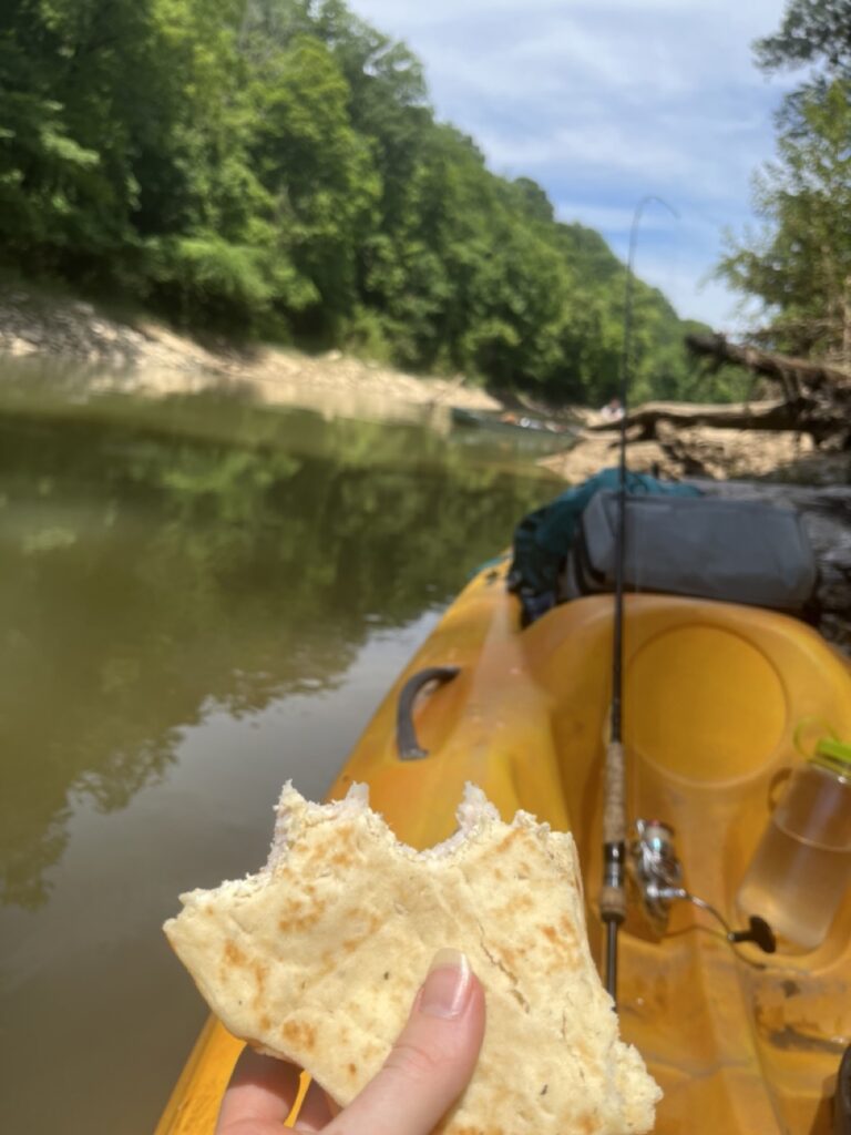 naan turkey and cheese canoe camping