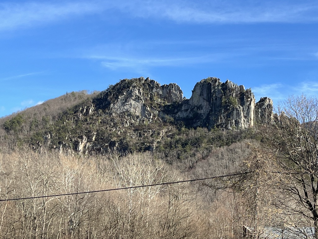 View of the impressive Seneca Rocks 